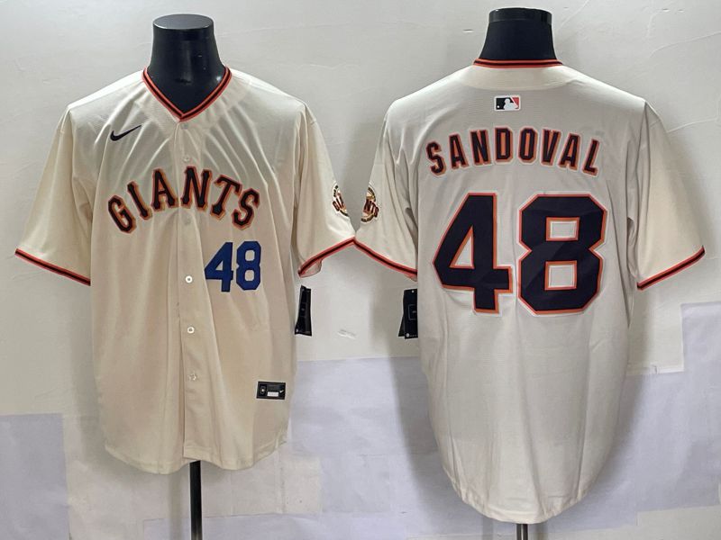 Men 2025 San Francisco Giants 48 Sandoval Cream Game Nike MLB Jersey style 3